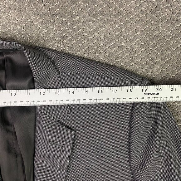 Gieves & Hawkes Blazer Sport Coat Men's 46L Silver Black Micro Dot Birdseye Wool - Picture 13 of 16